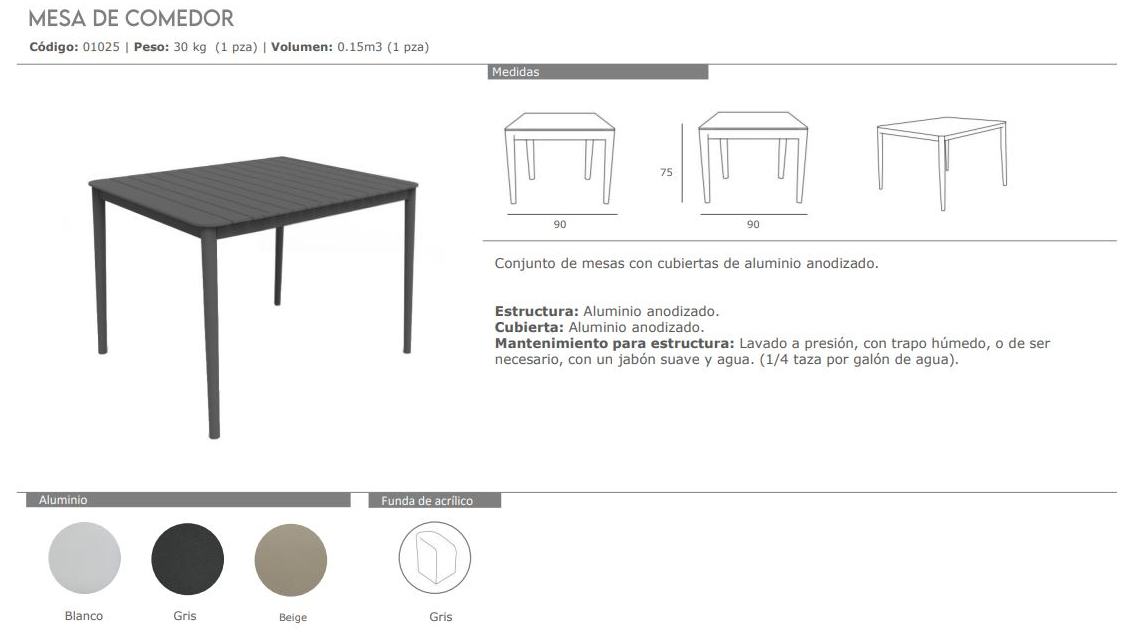 MESA COMEDOR CUADRADA LAIKA